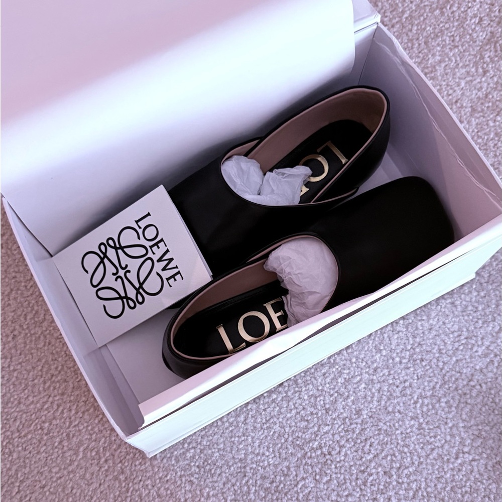 Loewe Black Leather Toy Slippers